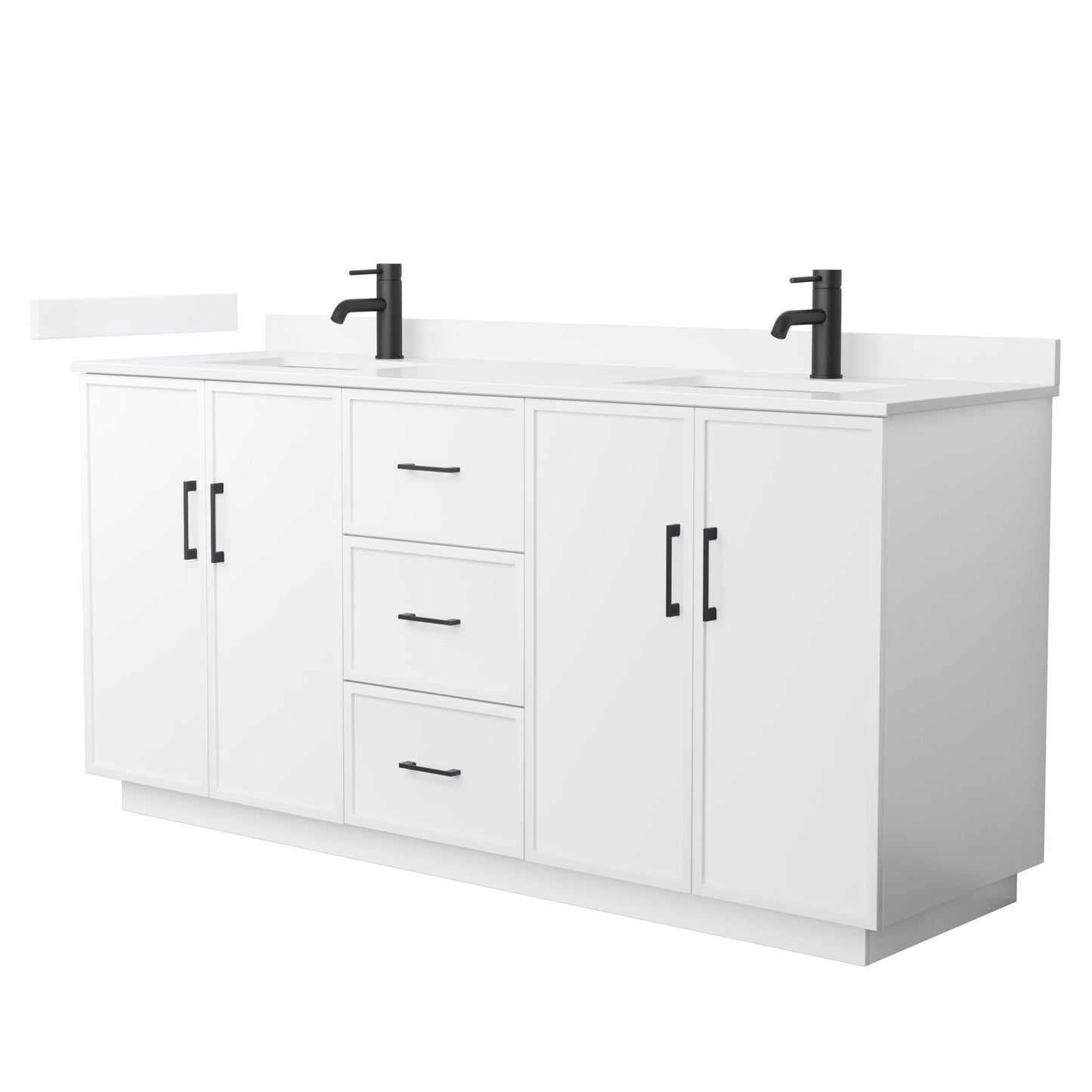 Elan TK Bathroom Vanity with Countertop 72 inch Double Sink Single hole Faucet Setup