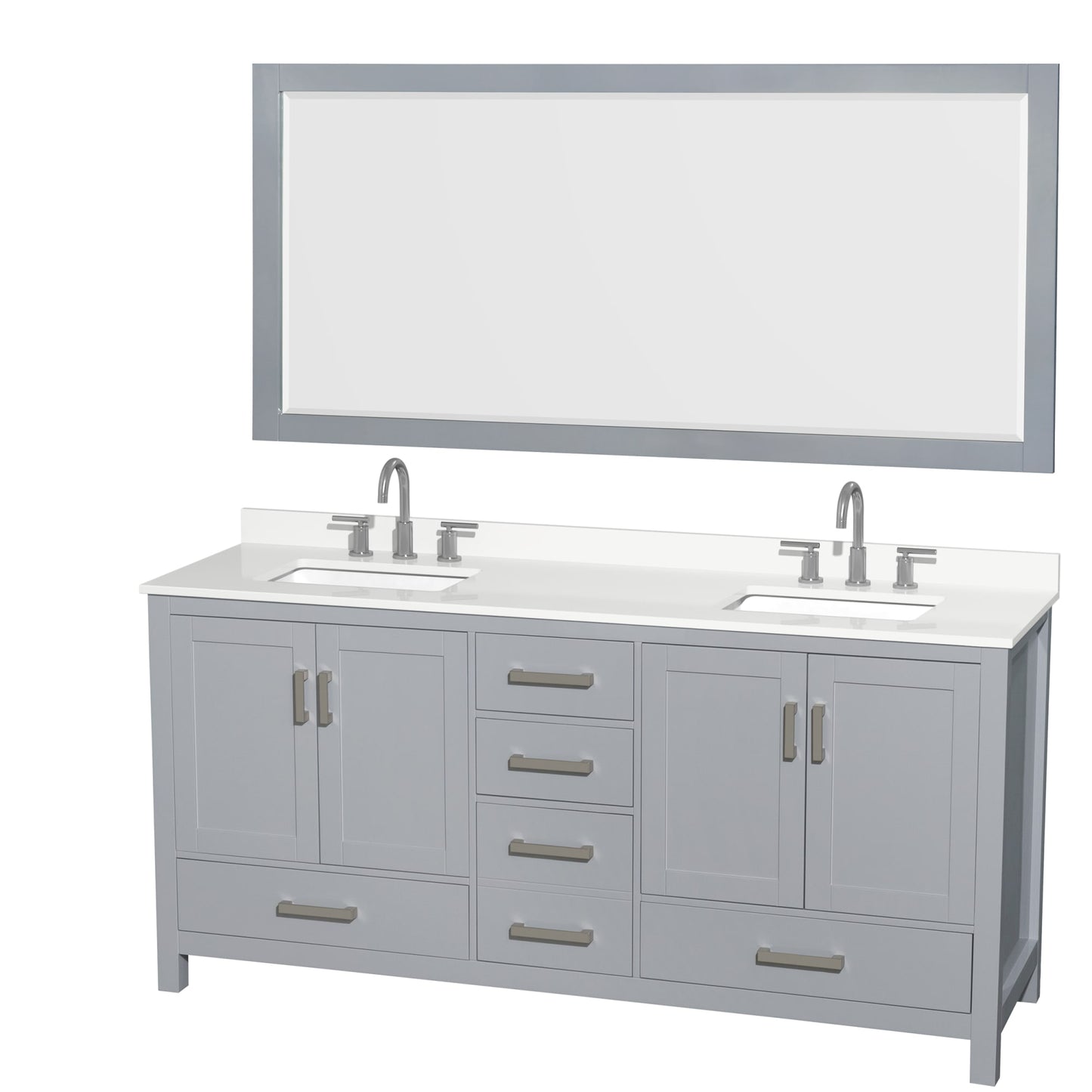 Sheffield Bathroom Vanity with Countertop 72 inch Double Sink 3-hole Faucet Setup