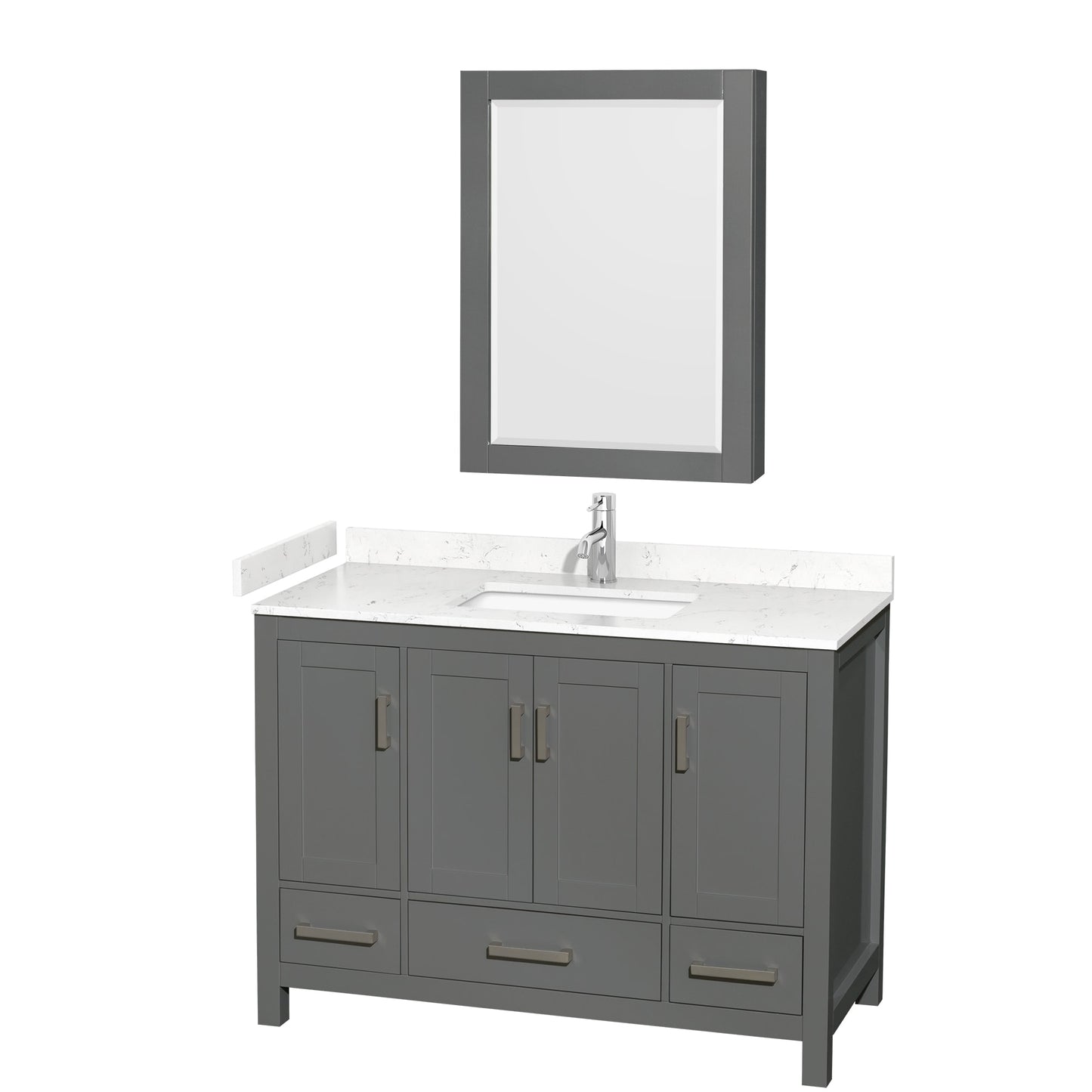 Sheffield Bathroom Vanity with Countertop 48 inch Single Sink Single hole Faucet Setup
