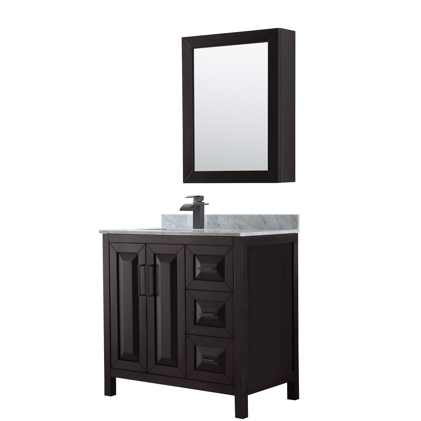 Daria Bathroom Vanity with Countertop 36 inch Single Sink Single hole Faucet Setup