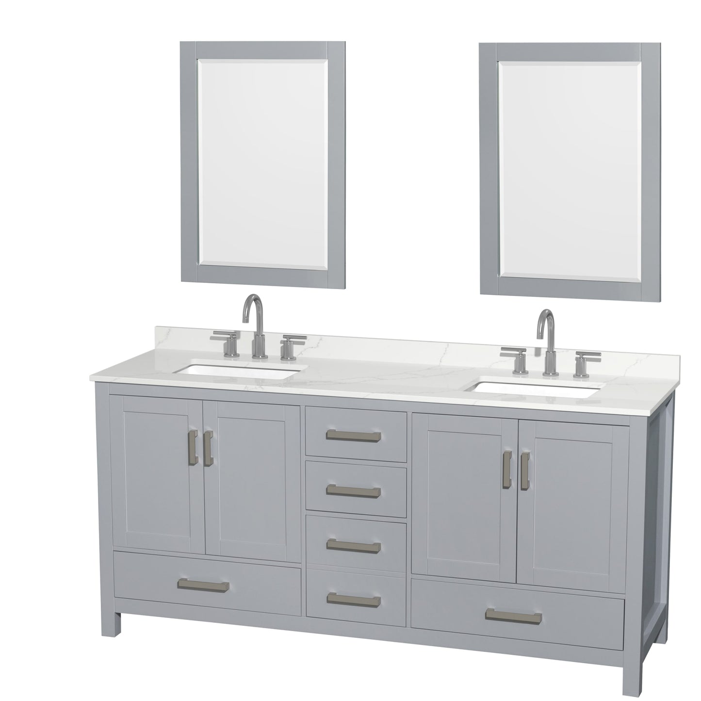 Sheffield Bathroom Vanity with Countertop 72 inch Double Sink 3-hole Faucet Setup