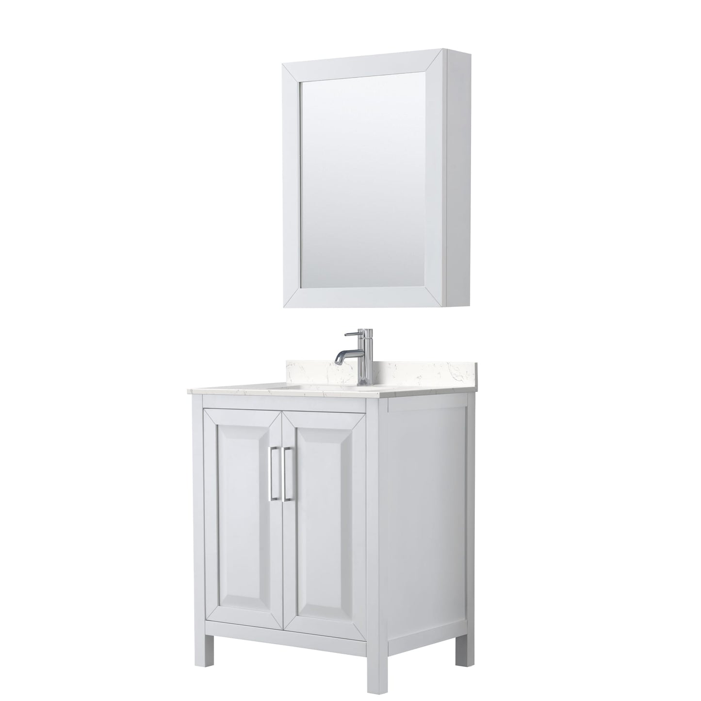 Daria Bathroom Vanity with Countertop 30 inch Single Sink Single hole Faucet Setup