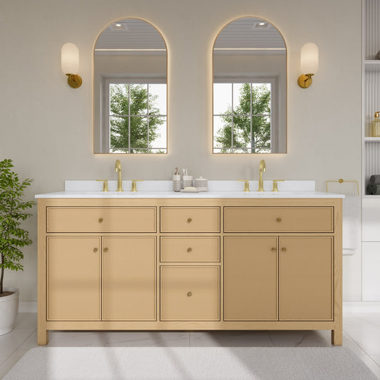 Pendry Bathroom Vanity with Countertop 72 inch Double Sink 3-hole Faucet Setup
