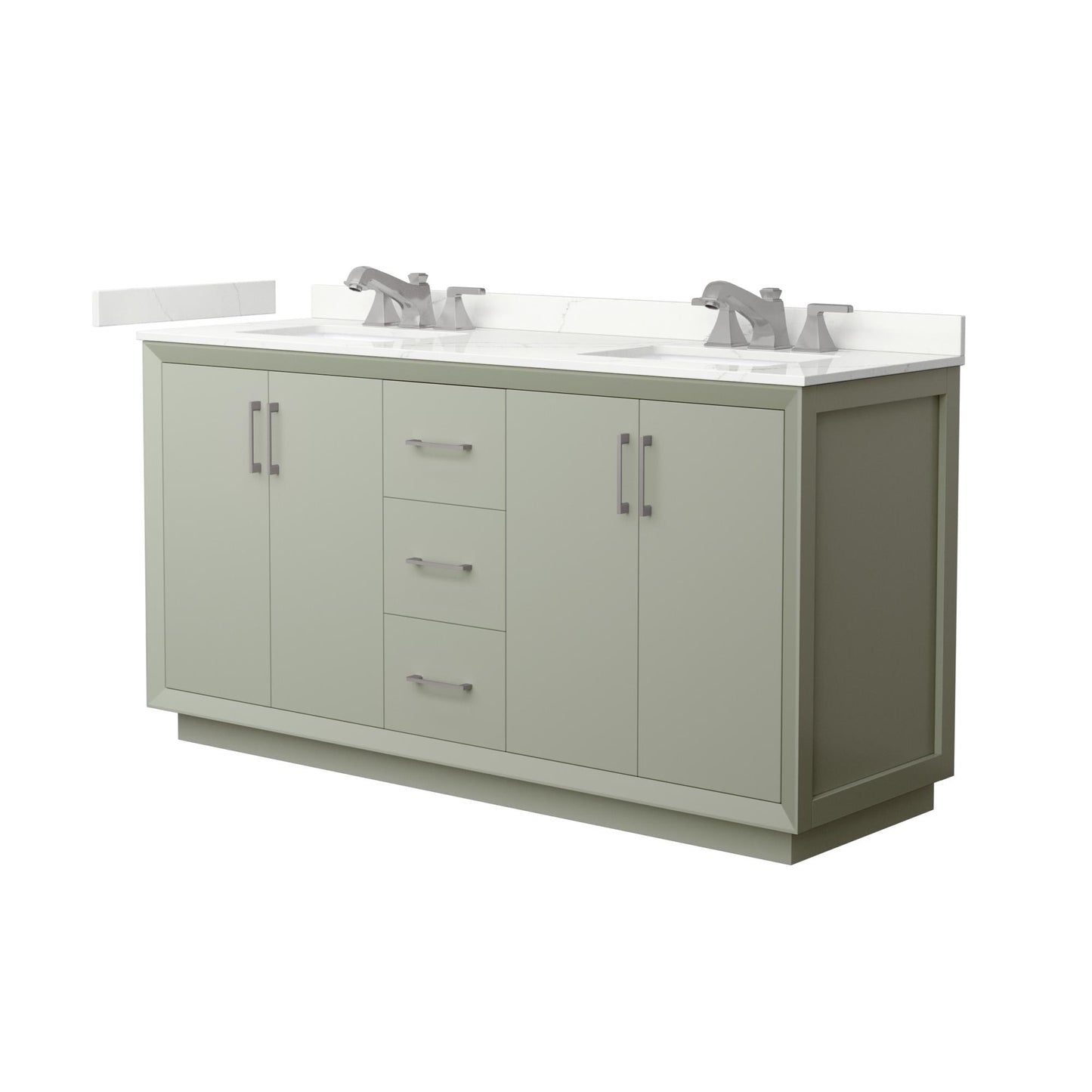 Strada Bathroom Vanity with Countertop 66 inch Double Sink 3-hole Faucet Setup