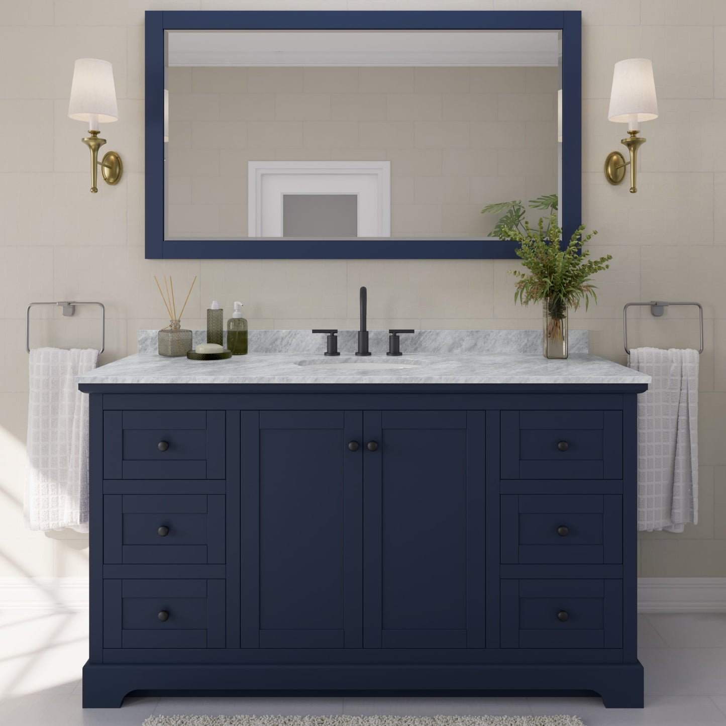 Avery Bathroom Vanity with Countertop 60 inch Single Sink 3-hole Faucet Setup