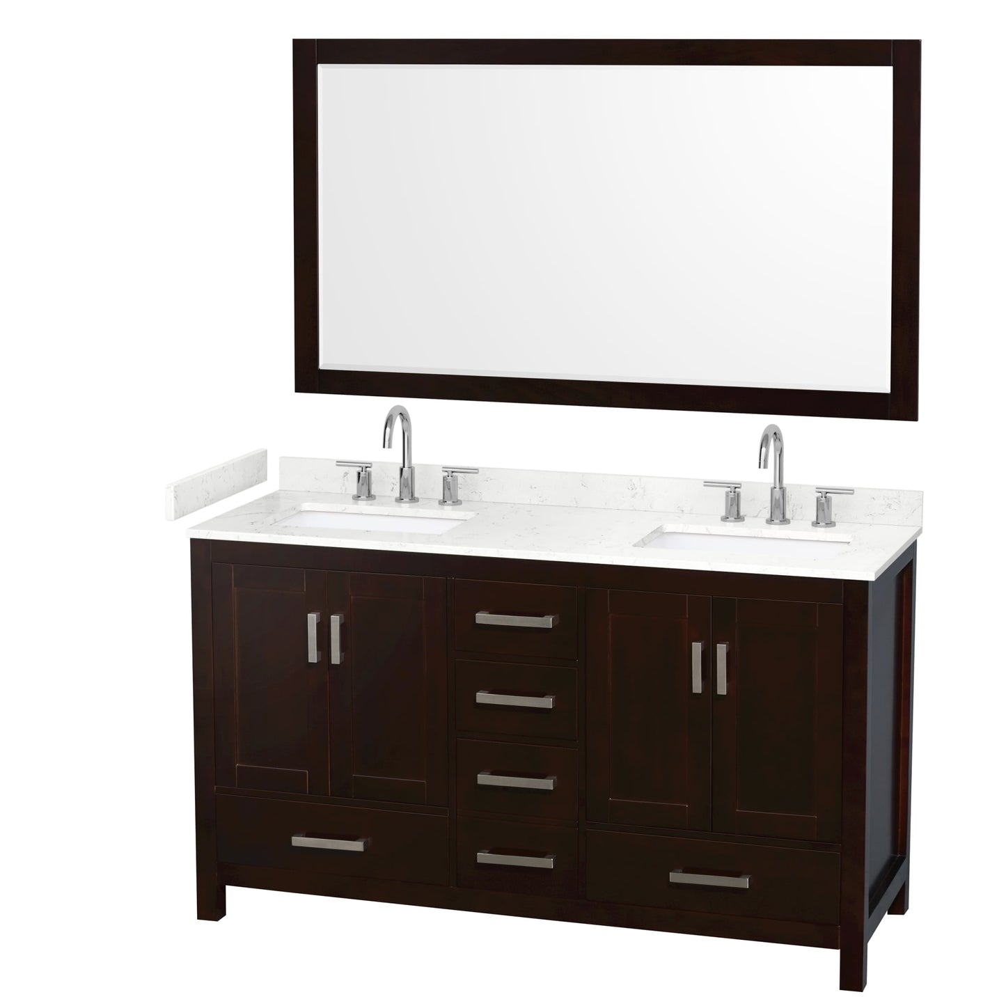 Sheffield Bathroom Vanity with Countertop 60 inch Double Sink 3-hole Faucet Setup