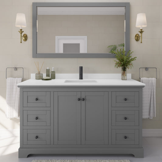 Avery Bathroom Vanity with Countertop 60 inch Single Sink Single hole Faucet Setup