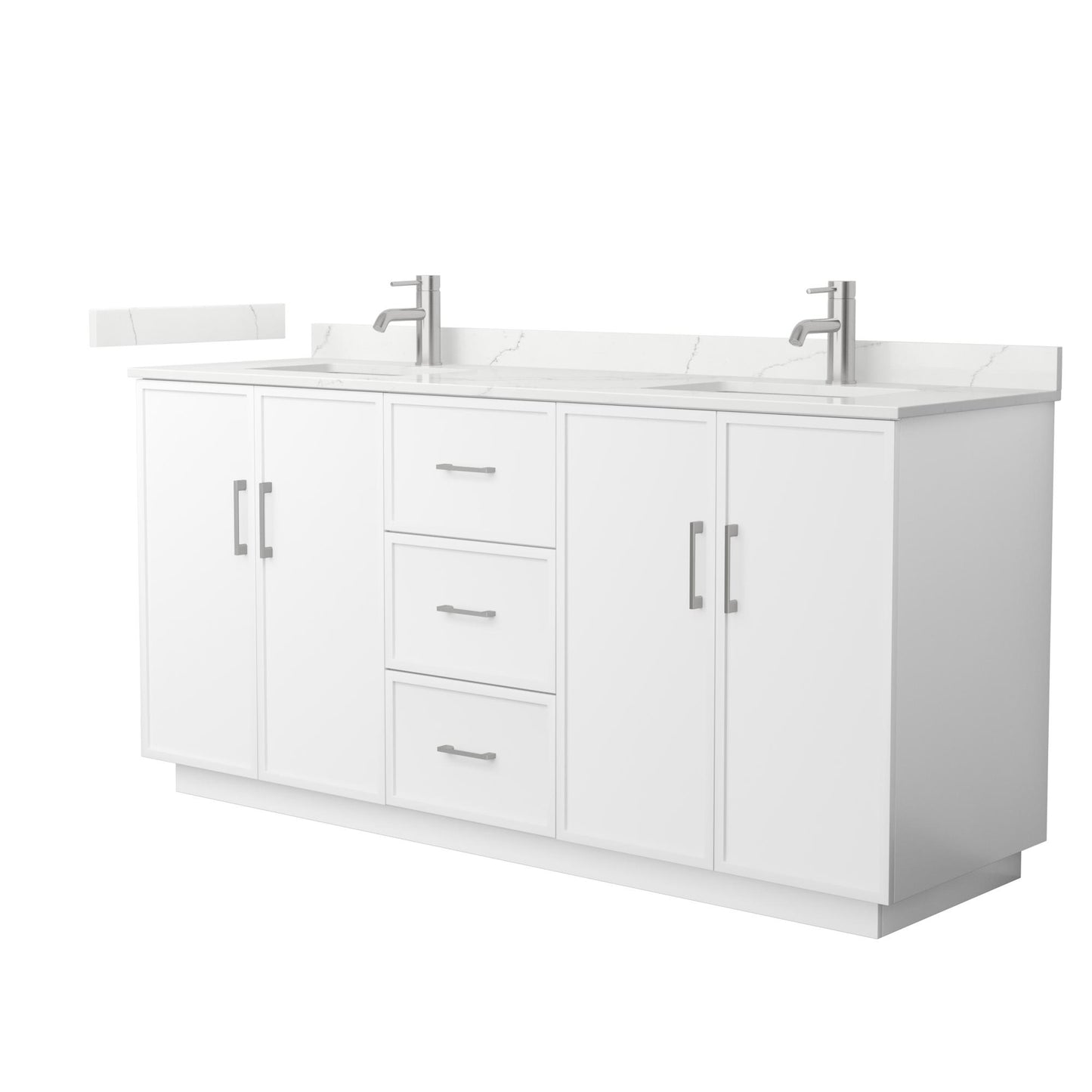Elan TK Bathroom Vanity with Countertop 72 inch Double Sink Single hole Faucet Setup