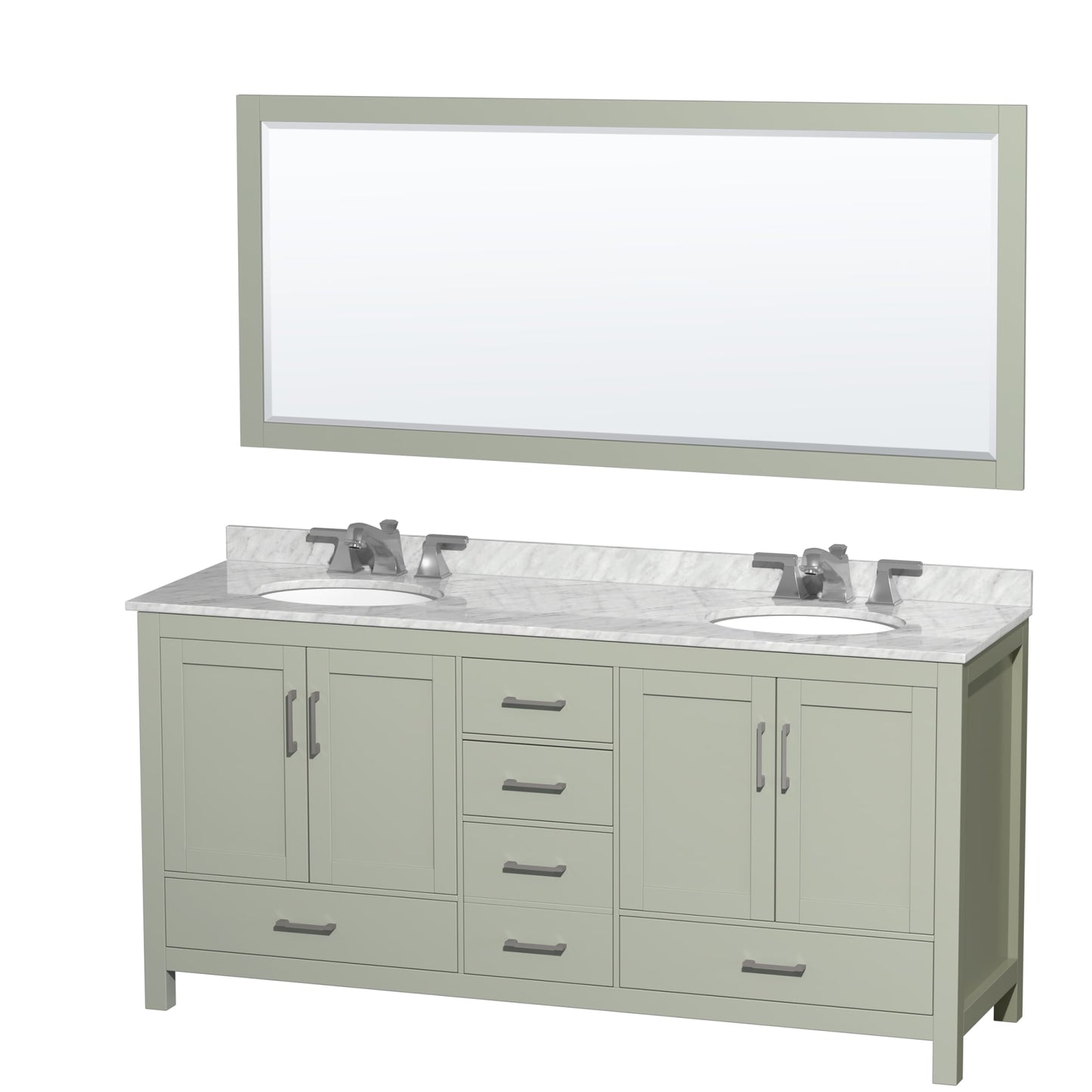 Sheffield Bathroom Vanity with Countertop 72 inch Double Sink 3-hole Faucet Setup