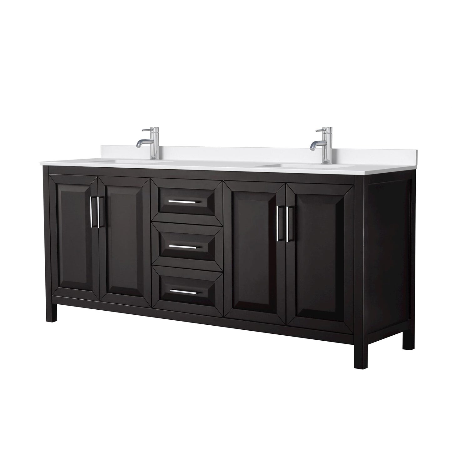 Daria Bathroom Vanity with Countertop 80 inch Double Sink Single hole Faucet Setup