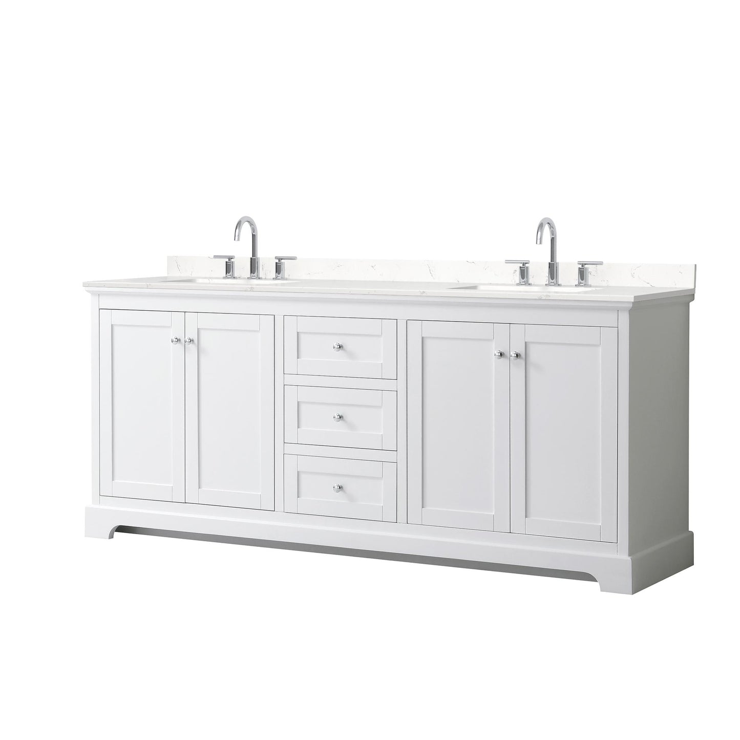 Avery Bathroom Vanity with Countertop 80 inch Double Sink 3-hole Faucet Setup