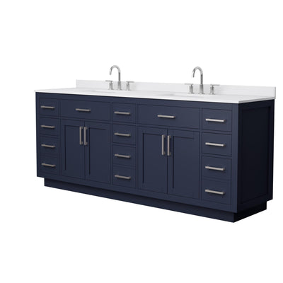 Beckett TK Bathroom Vanity with Countertop 84 inch Double Sink 3-hole Faucet Setup