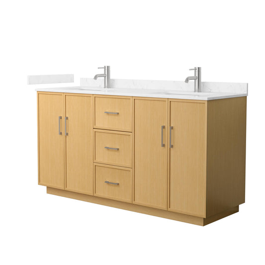 Elan TK Bathroom Vanity with Countertop 66 inch Double Sink Single hole Faucet Setup