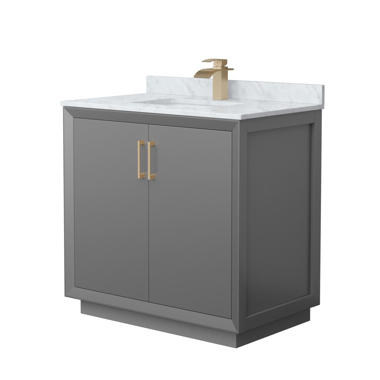 Strada Bathroom Vanity with Countertop 36 inch Single Sink Single hole Faucet Setup