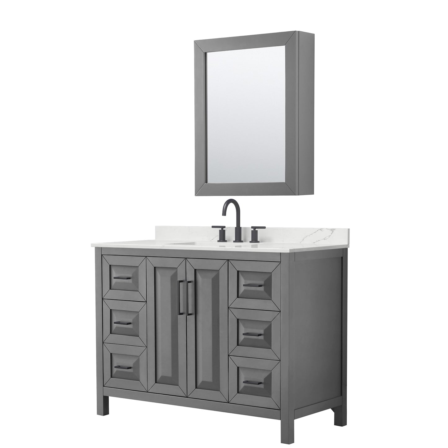 Daria Bathroom Vanity with Countertop 48 inch Single Sink 3-hole Faucet Setup