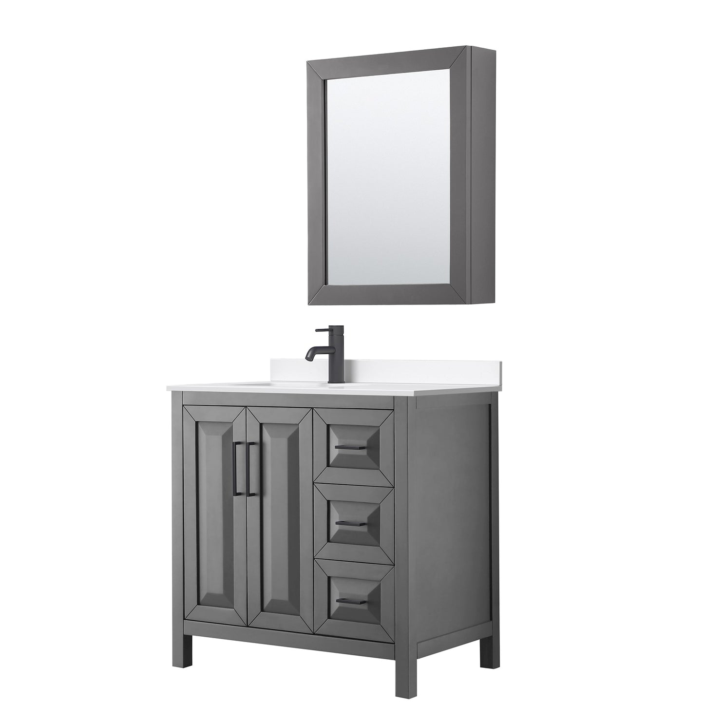 Daria Bathroom Vanity with Countertop 36 inch Single Sink Single hole Faucet Setup