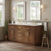 Custom image for Dark Oak with Brushed Gold Trim / White Quartz / No Mirror