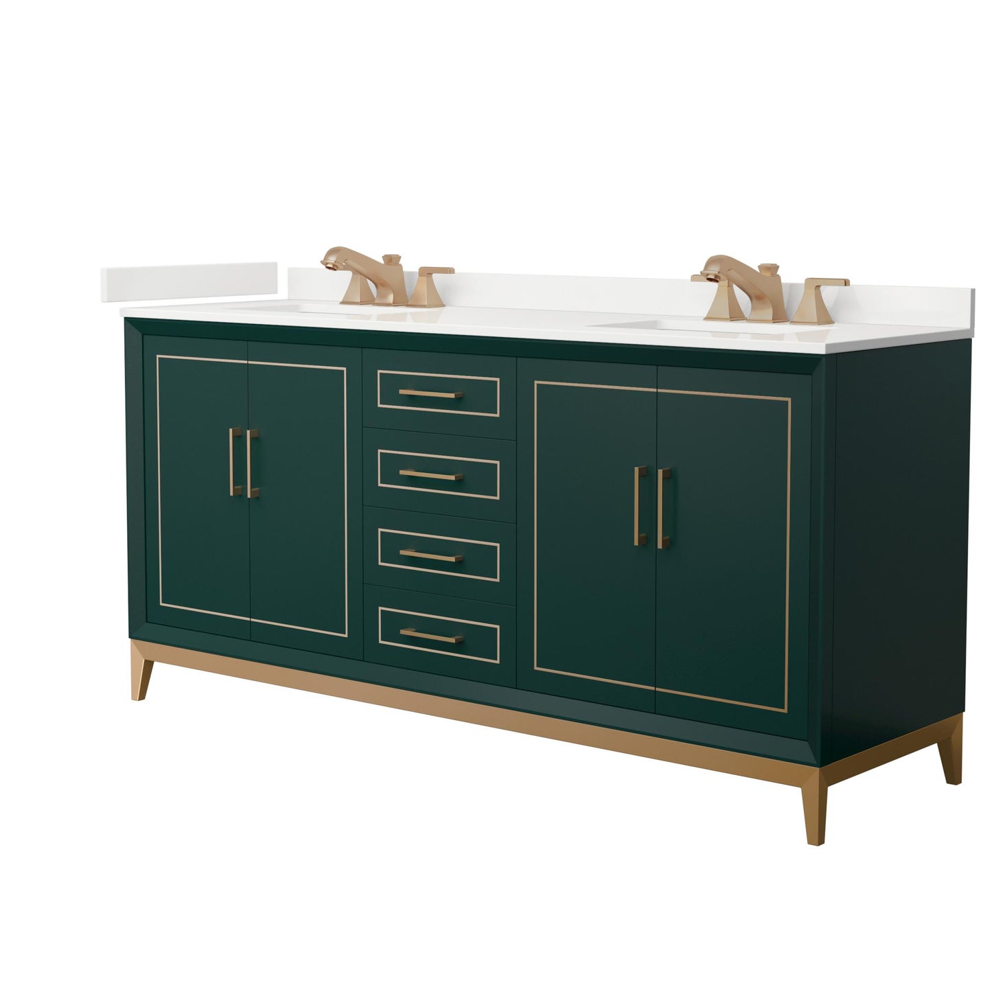 Marlena Bathroom Vanity with Countertop 72 inch Double Sink 3-hole Faucet Setup