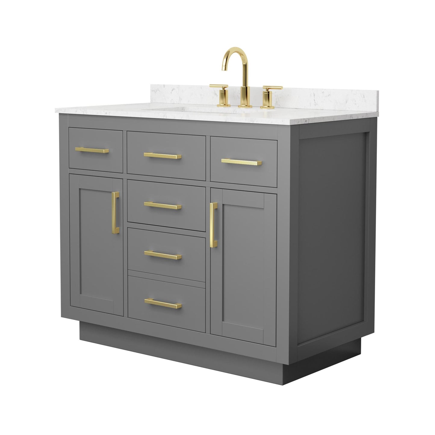 Beckett TK Bathroom Vanity with Countertop 42 inch Single Sink 3-hole Faucet Setup