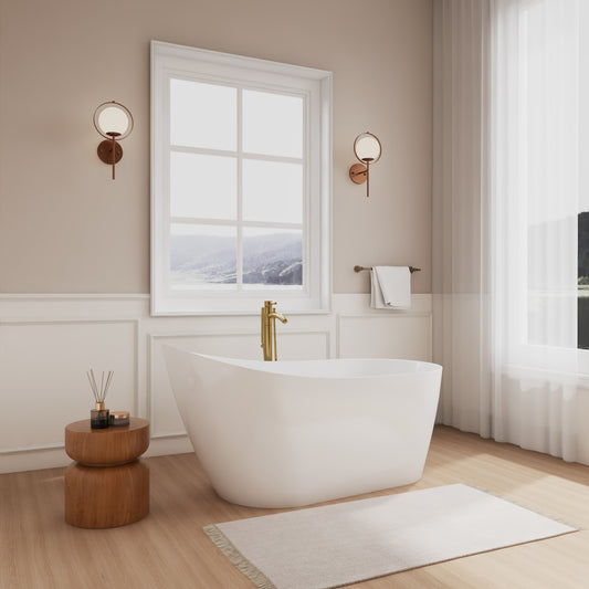 Davia Freestanding Acrylic Bathtub With Faucet 59 inch