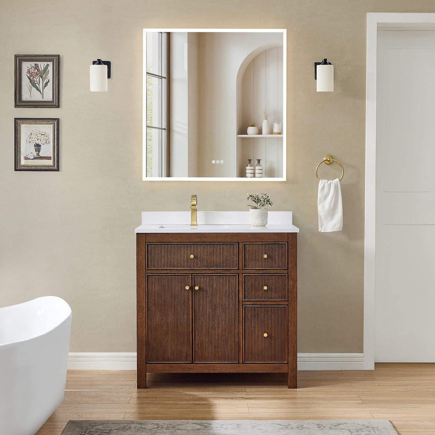 Pendry Bathroom Vanity with Countertop 36 inch Single Sink Single hole Faucet Setup