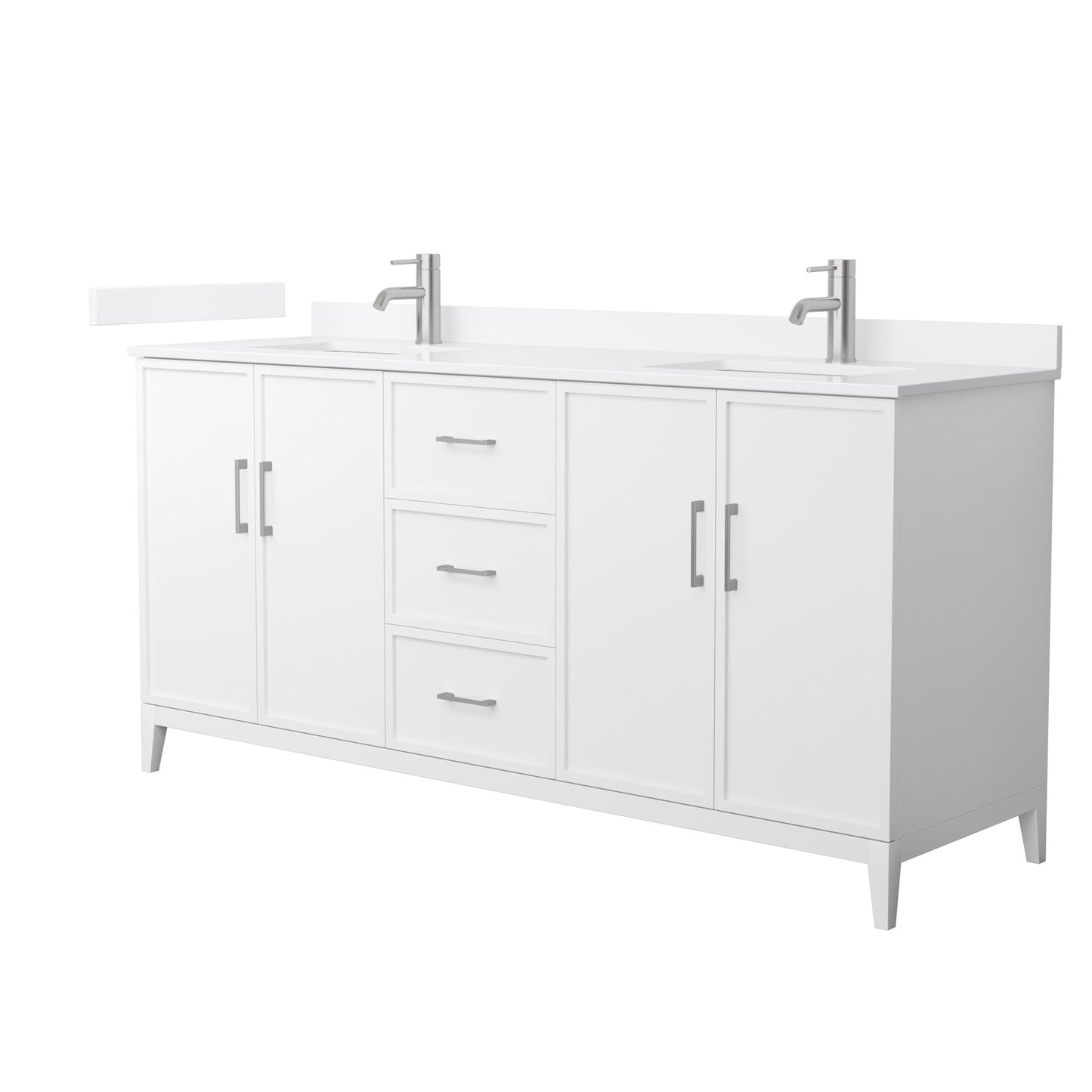 Elan Bathroom Vanity with Countertop 72 inch Double Sink Single hole Faucet Setup