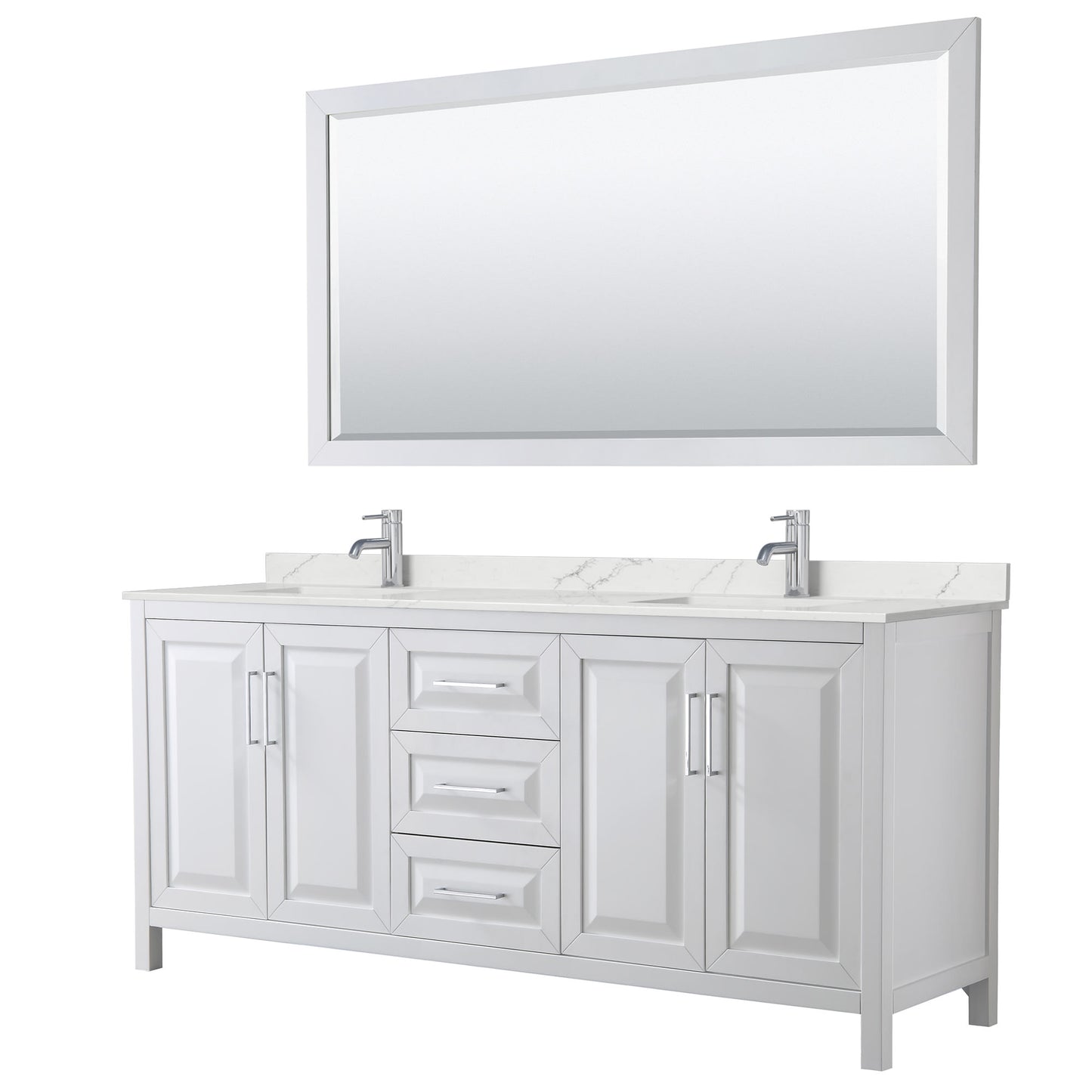 Daria Bathroom Vanity with Countertop 80 inch Double Sink Single hole Faucet Setup