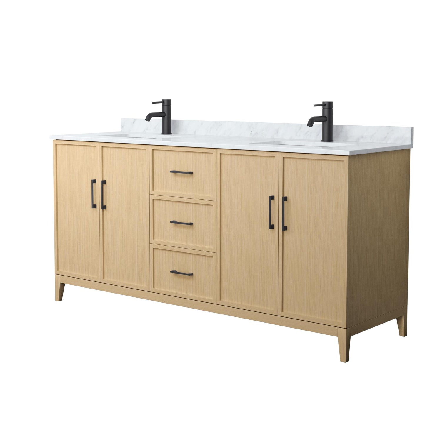 Elan Bathroom Vanity with Countertop 72 inch Double Sink Single hole Faucet Setup