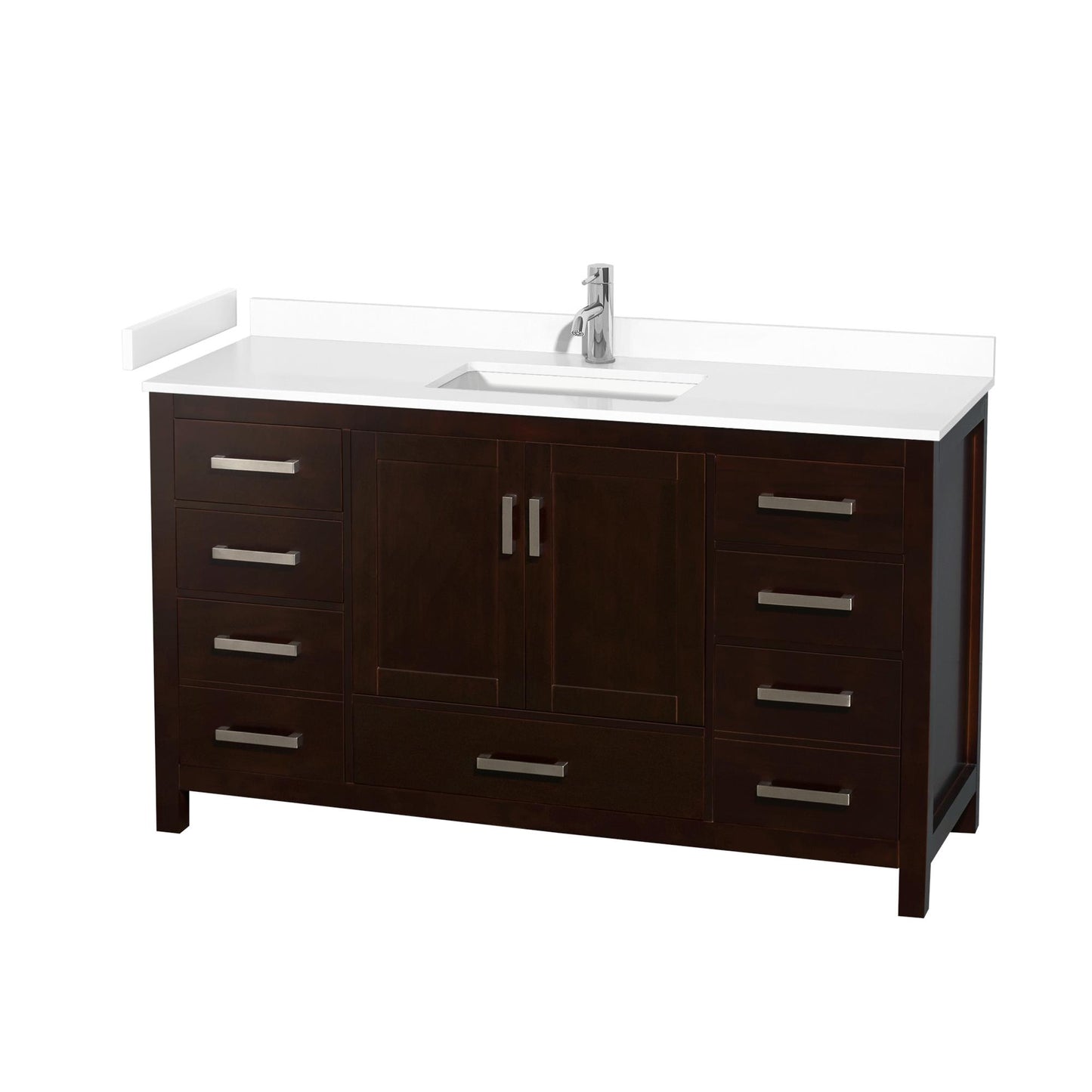 Sheffield Bathroom Vanity with Countertop 60 inch Single Sink Single hole Faucet Setup