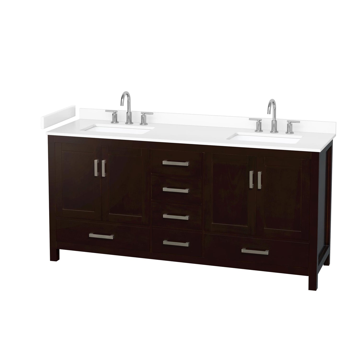 Sheffield Bathroom Vanity with Countertop 72 inch Double Sink 3-hole Faucet Setup