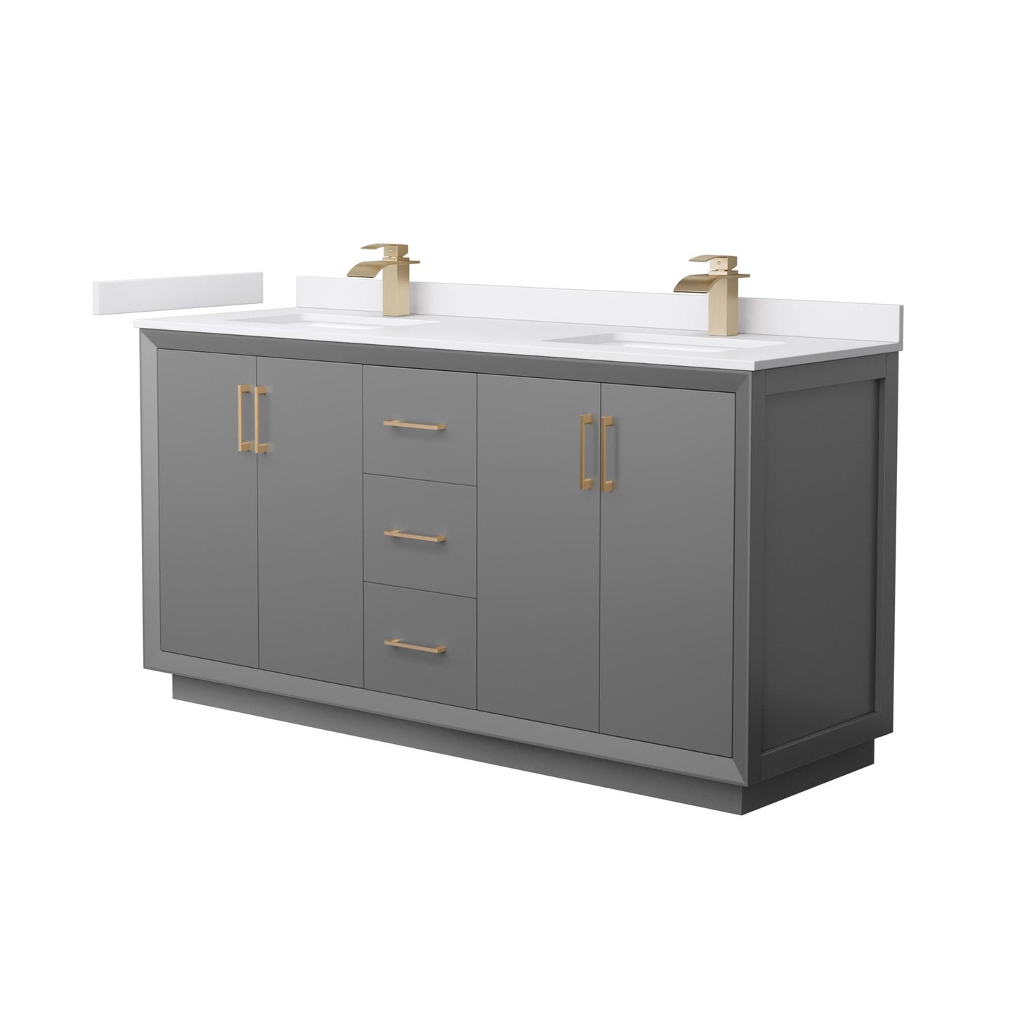 Strada Bathroom Vanity with Countertop 66 inch Double Sink Single hole Faucet Setup