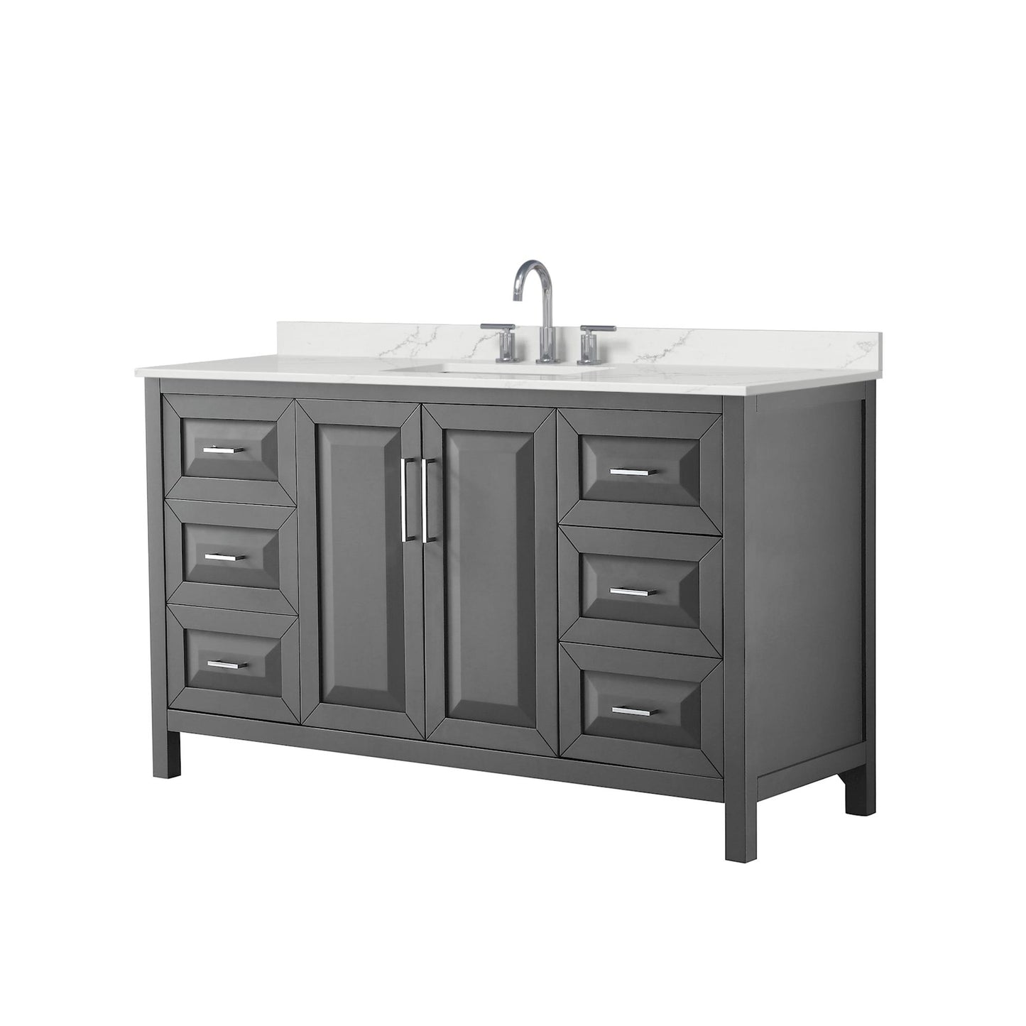 Daria Bathroom Vanity with Countertop 60 inch Single Sink 3-hole Faucet Setup