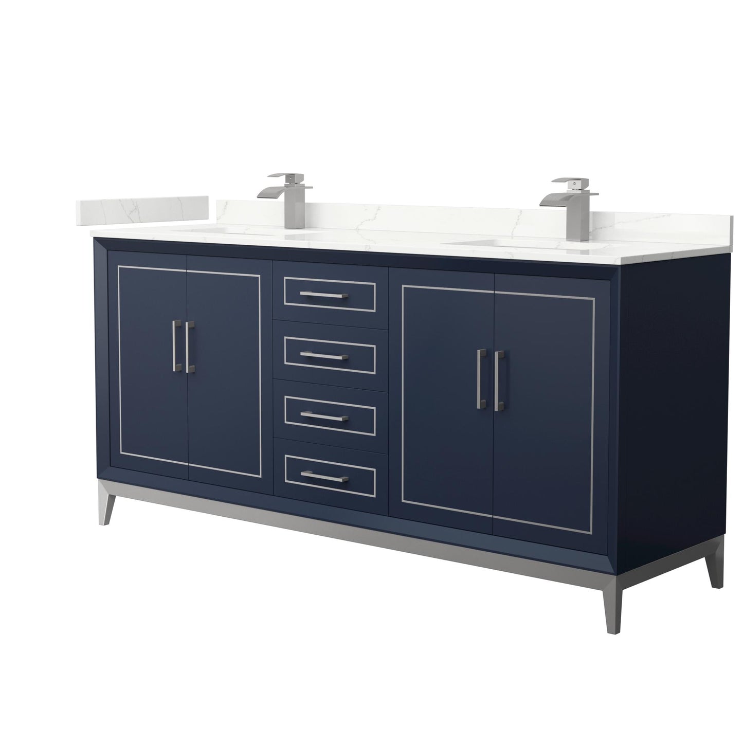 Marlena Bathroom Vanity with Countertop 72 inch Double Sink Single hole Faucet Setup