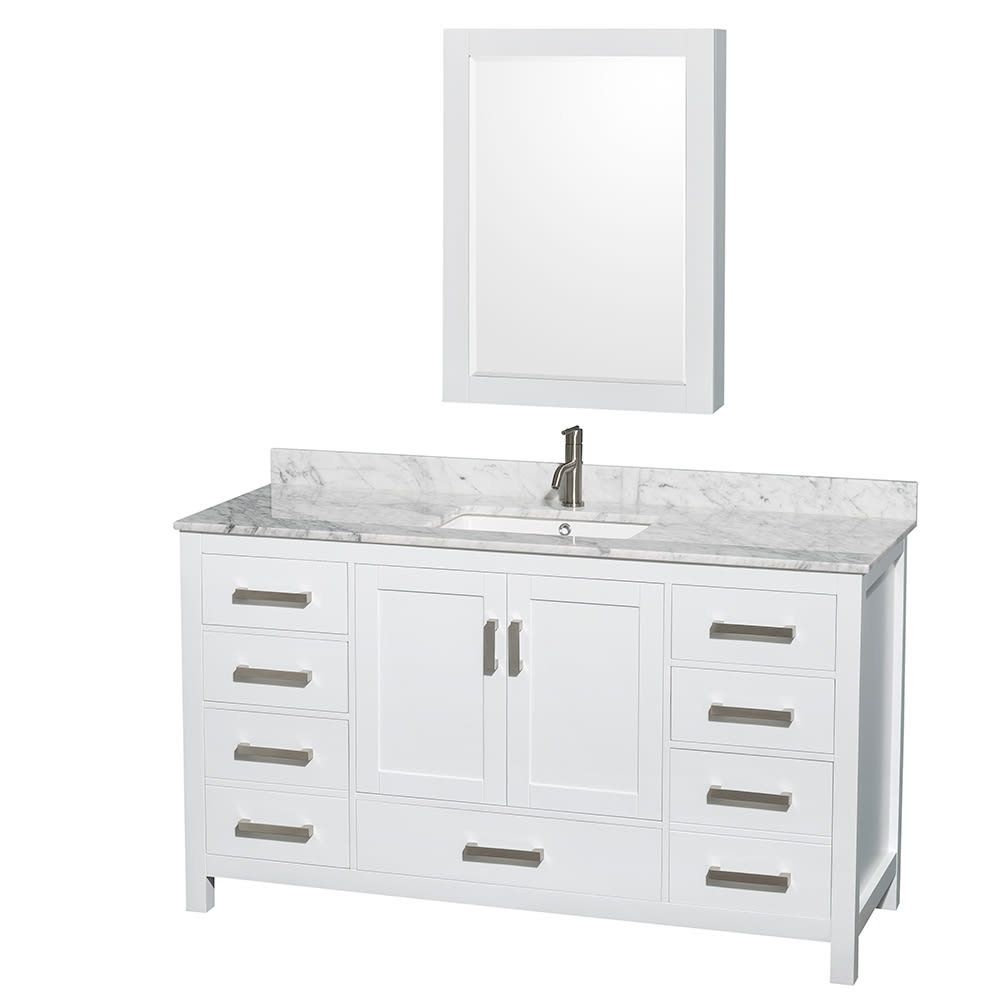Sheffield Bathroom Vanity with Countertop 60 inch Single Sink Single hole Faucet Setup