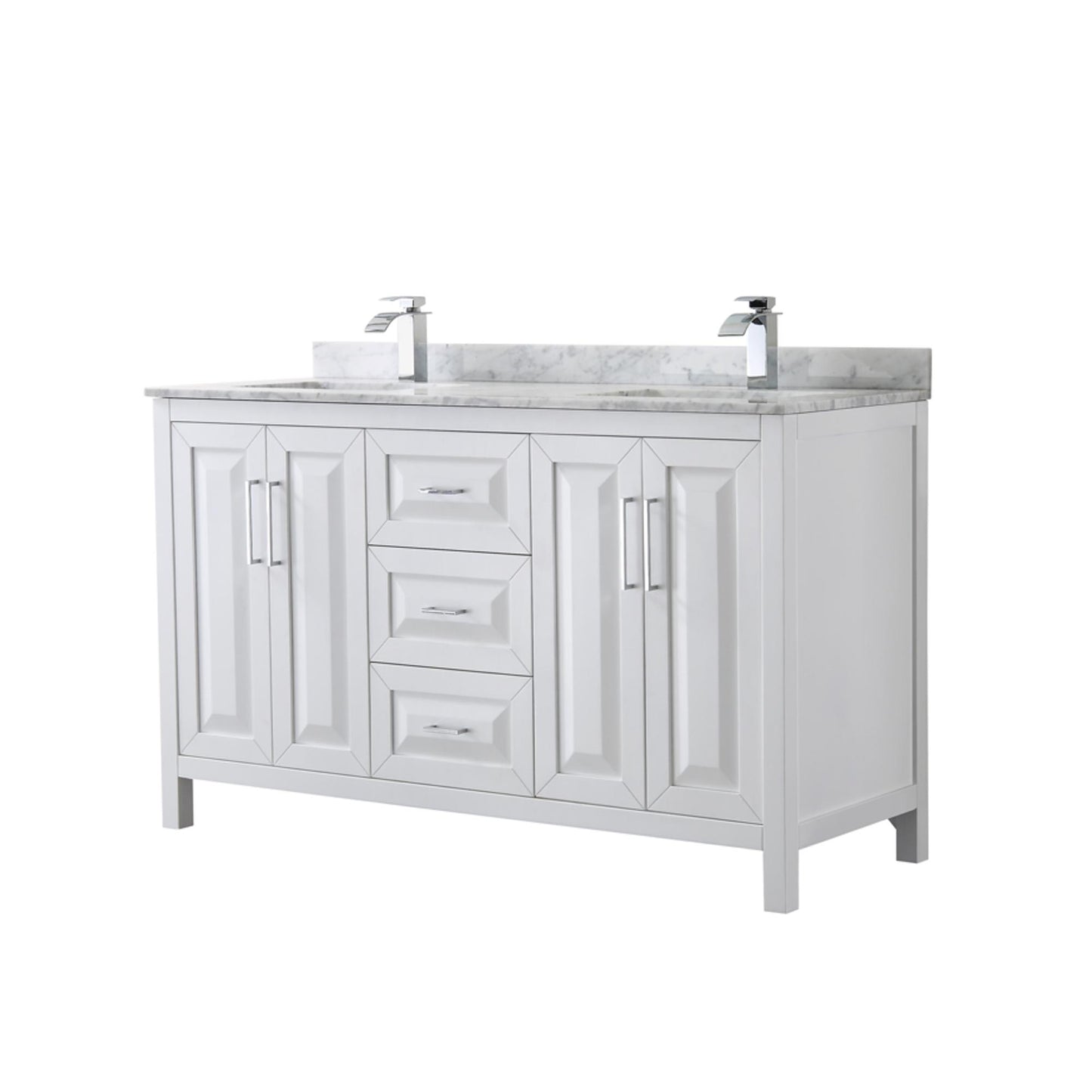 Daria Bathroom Vanity with Countertop 60 inch Double Sink Single hole Faucet Setup