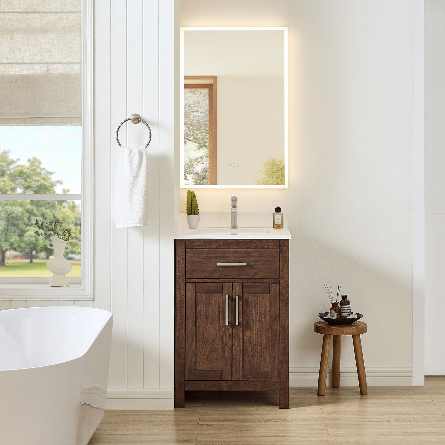 Beckett Bathroom Vanity with Countertop 24 inch Single Sink Single hole Faucet Setup