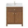 Custom image for Toasted Walnut with Brushed Nickel Trim / White Quartz / No Mirror