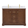 Custom image for Dark Walnut with Brushed Gold Trim / White Cultured Marble / No Mirror