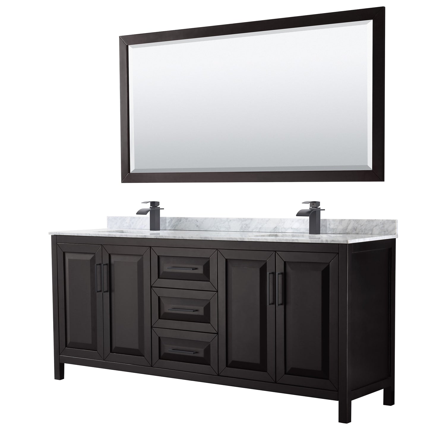 Daria Bathroom Vanity with Countertop 80 inch Double Sink Single hole Faucet Setup