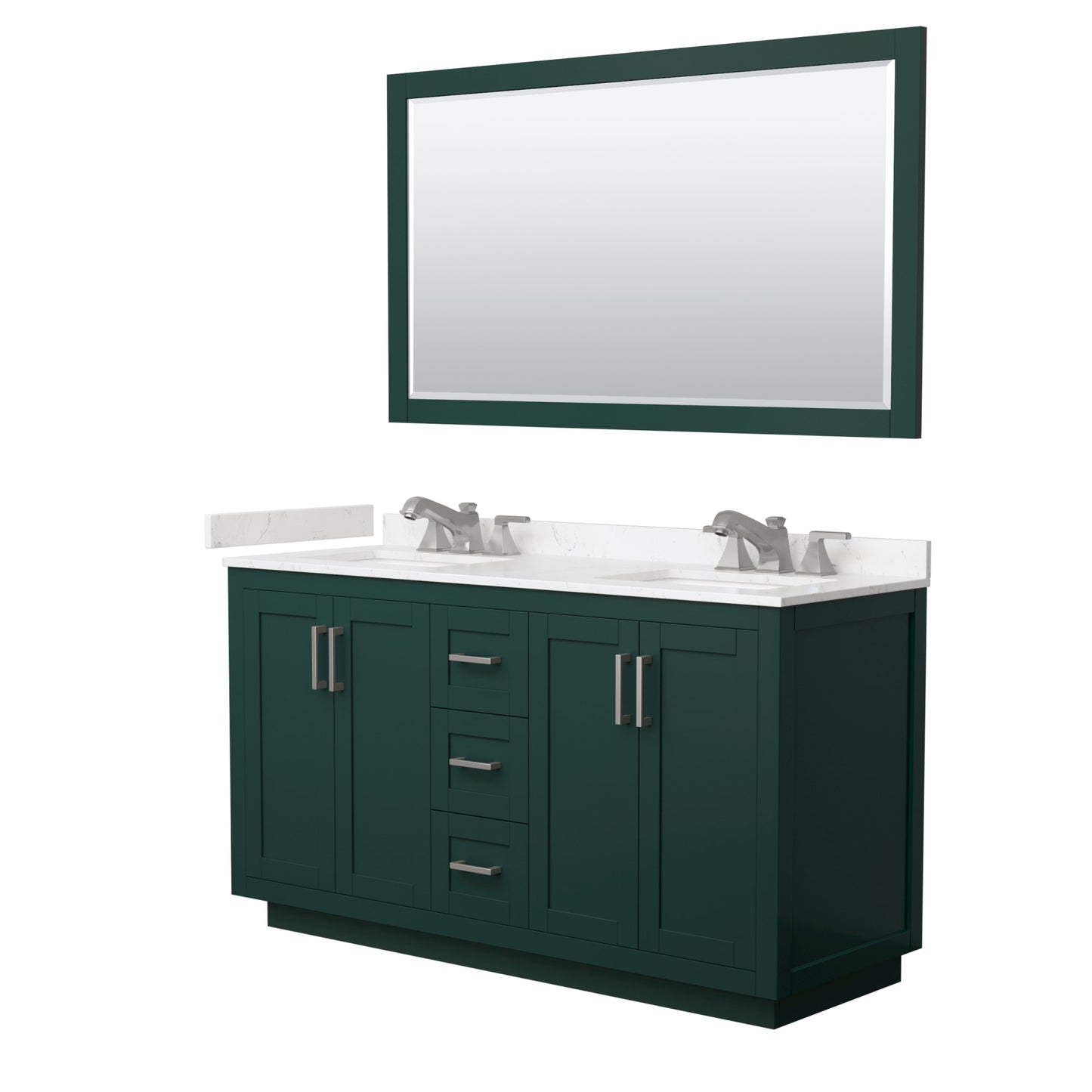 Miranda Bathroom Vanity with Countertop 60 inch Double Sink 3-hole Faucet Setup