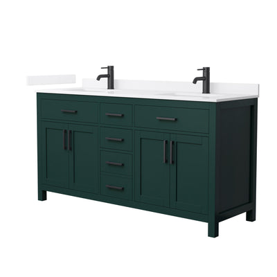 Beckett Bathroom Vanity with Countertop 66 inch Double Sink Single hole Faucet Setup