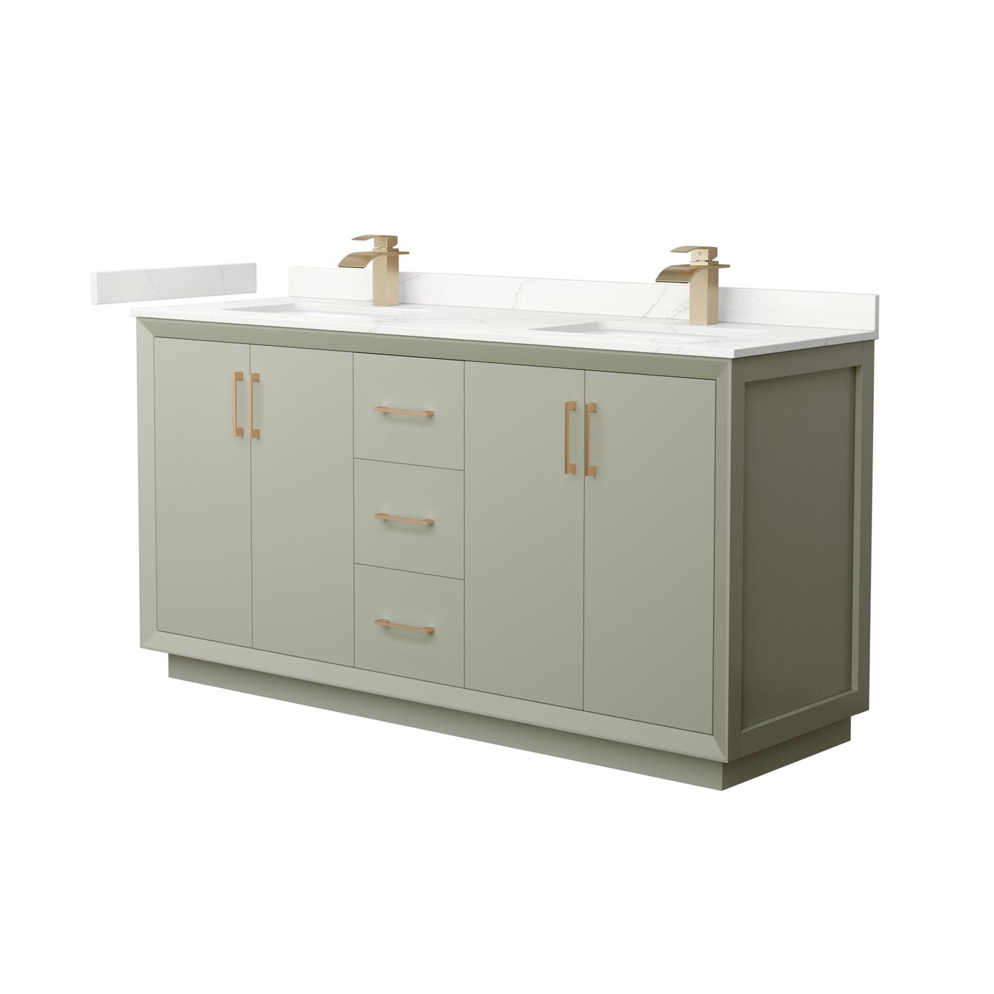 Strada Bathroom Vanity with Countertop 66 inch Double Sink Single hole Faucet Setup