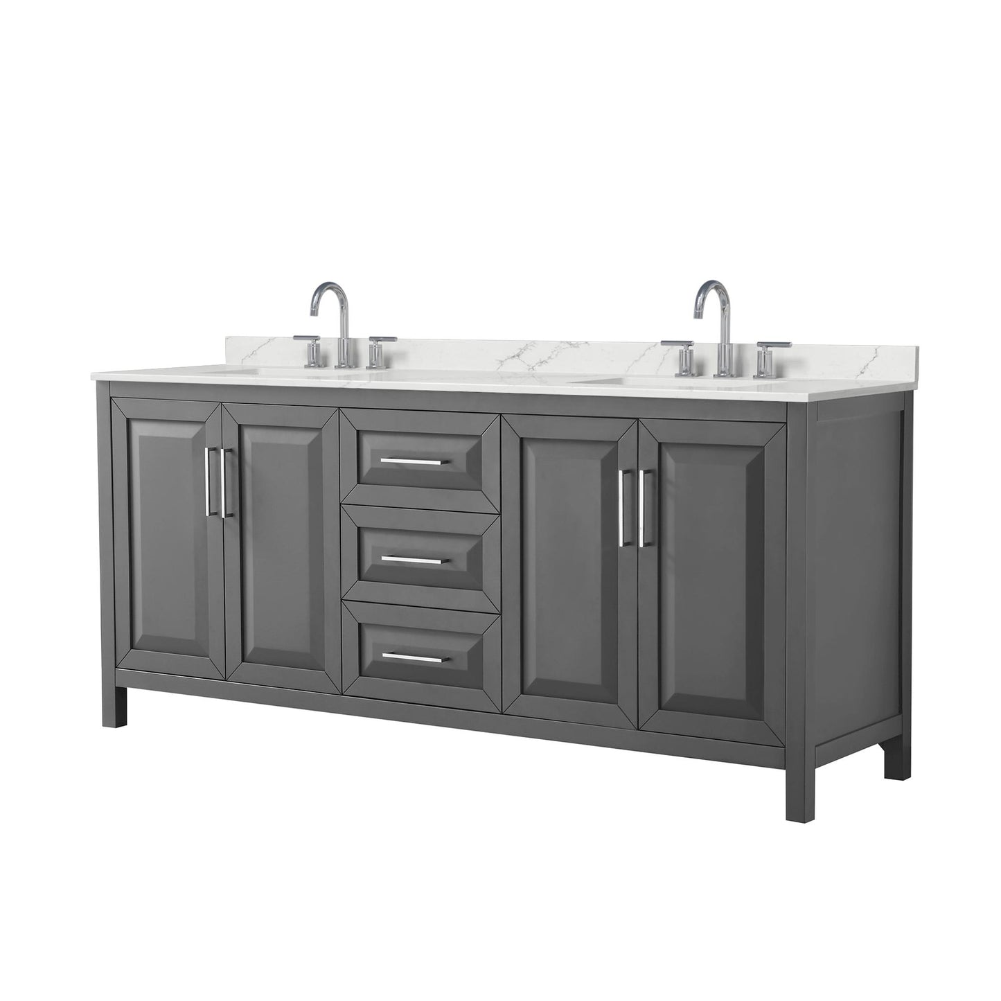 Daria Bathroom Vanity with Countertop 80 inch Double Sink 3-hole Faucet Setup