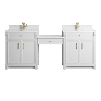 Bellshire 84" Dual Vanity Set with 24" Make-Up Counter
