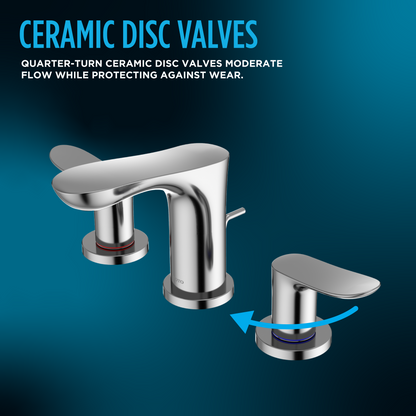 LB Series Two Handle Widespread 1.2 GPM Bathroom Sink Faucet with Drain Assembly