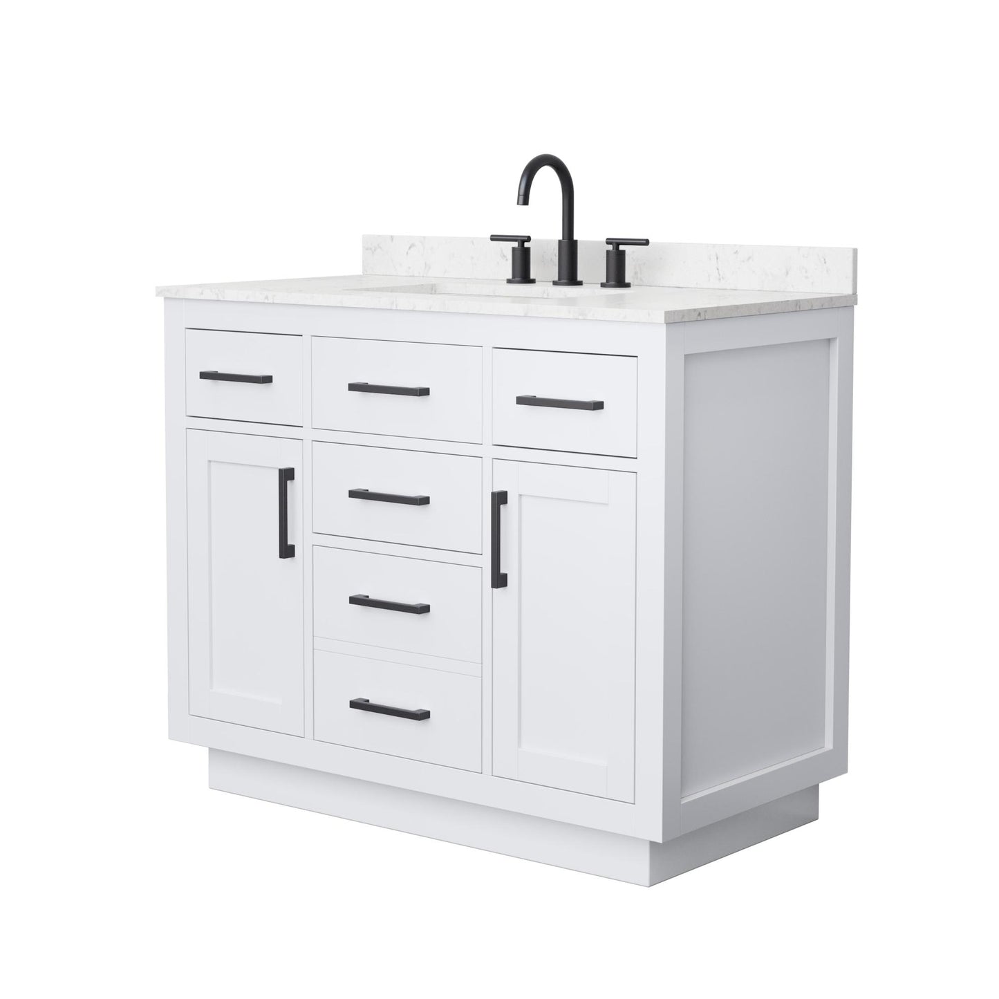 Beckett TK Bathroom Vanity with Countertop 42 inch Single Sink 3-hole Faucet Setup