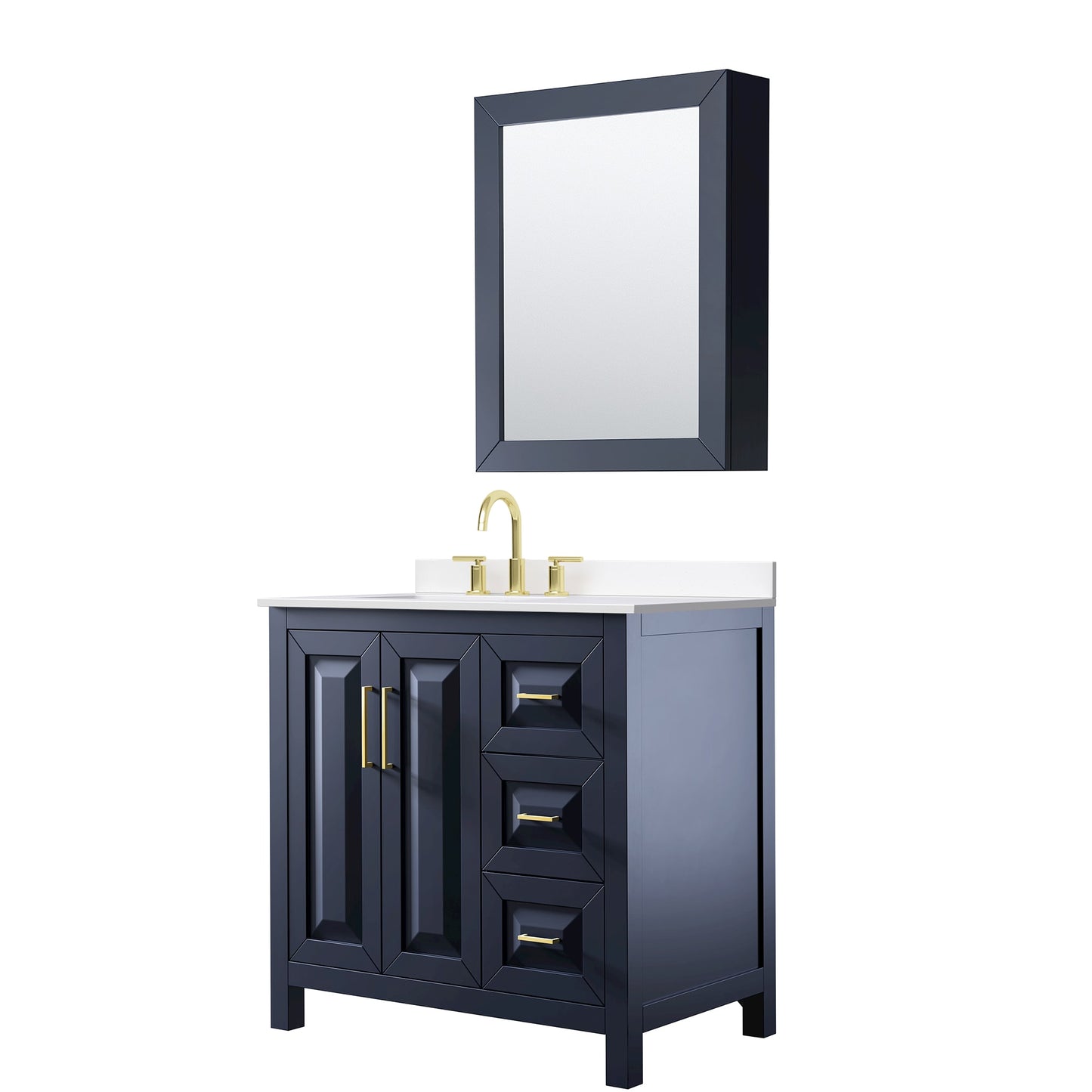 Daria Bathroom Vanity with Countertop 36 inch Single Sink 3-hole Faucet Setup