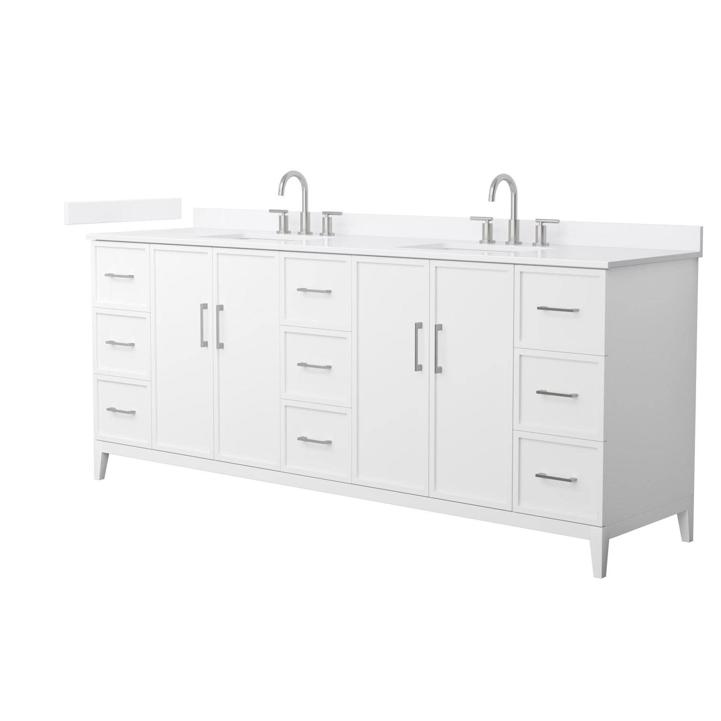 Elan Bathroom Vanity with Countertop 84 inch Double Sink 3-hole Faucet Setup