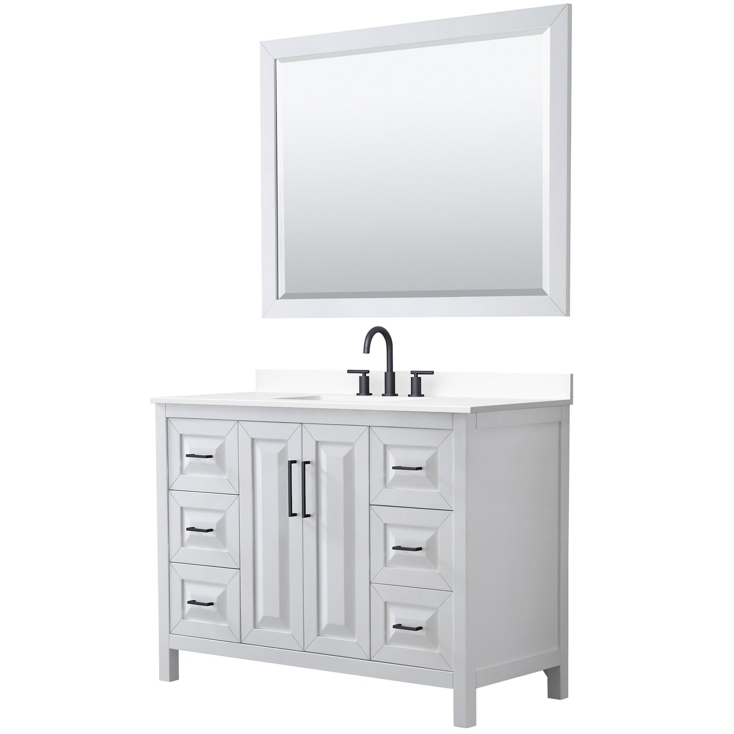 Daria Bathroom Vanity with Countertop 48 inch Single Sink 3-hole Faucet Setup