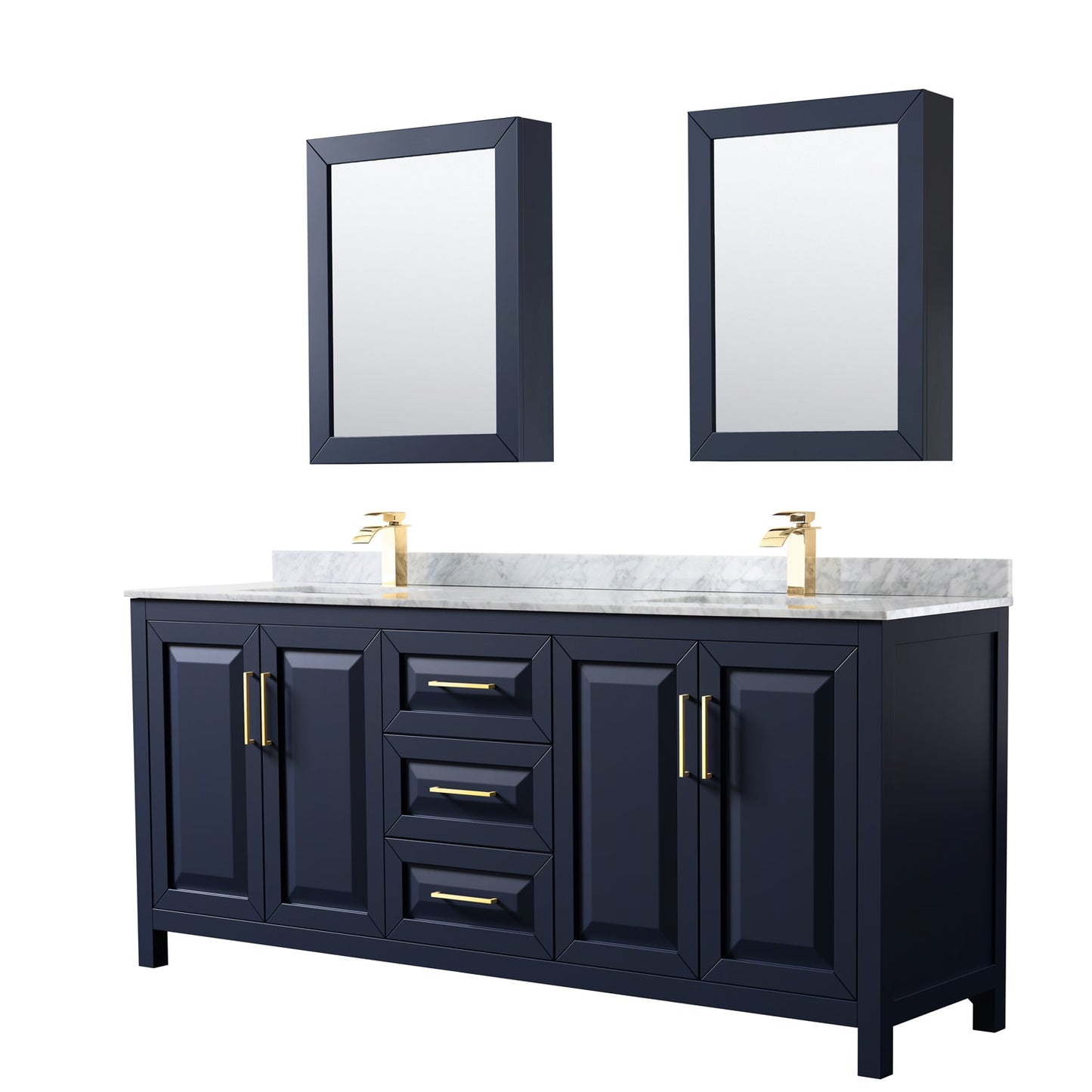Daria Bathroom Vanity with Countertop 80 inch Double Sink Single hole Faucet Setup
